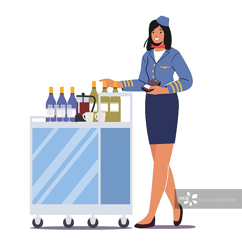 空姐推动饮料车图片素材