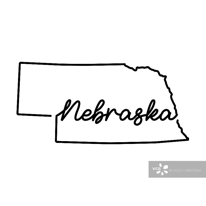 手绘的内布拉斯加州轮廓地图图片素材