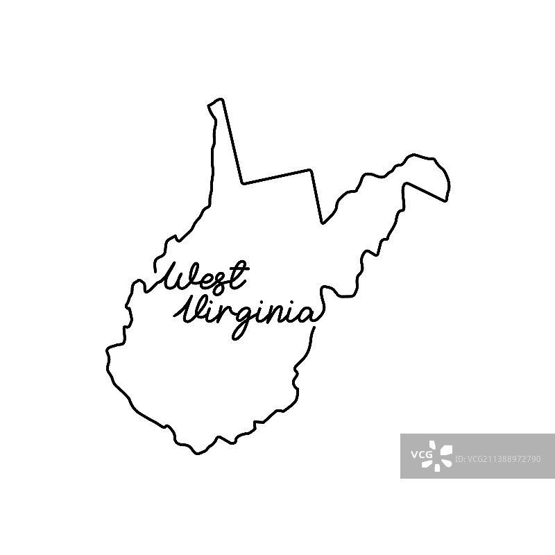 西弗吉尼亚州轮廓地图图片素材