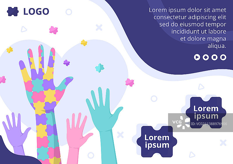 世界自闭症关怀日宣传册模板图片素材