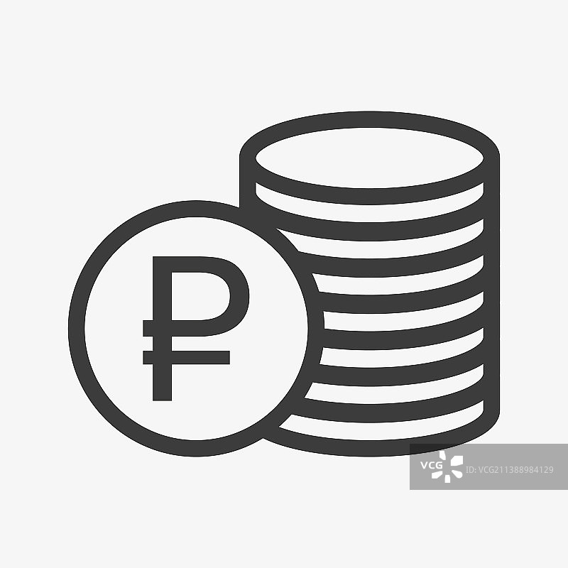 卢布图标硬币堆图片素材