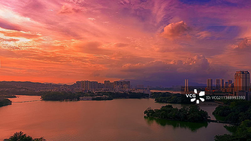 惠州西湖晚霞图片素材