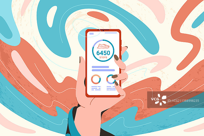 手持带计步器的智能手机图片素材