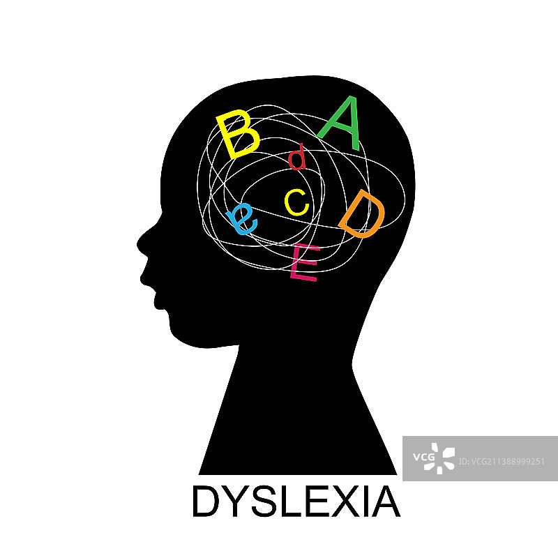 患有阅读障碍症的儿童剪影图片素材