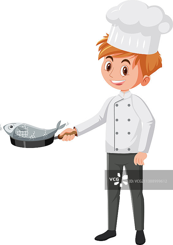 专业厨师烹饪鱼图片素材