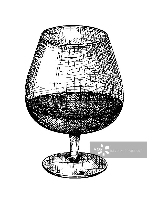 手绘威士忌酒杯草图图片素材