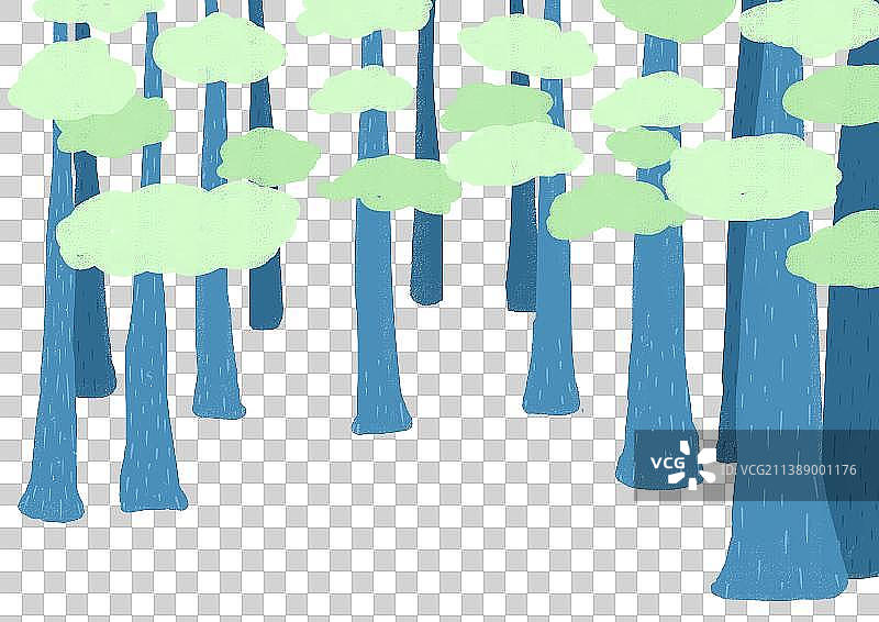 清新扁平风树林免抠图片素材