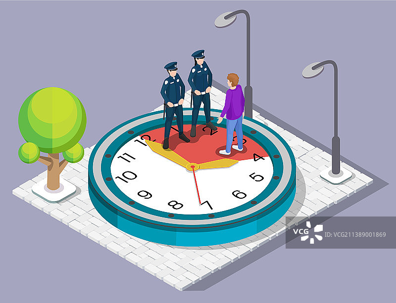 警察在街上巡逻以避免宵禁图片素材