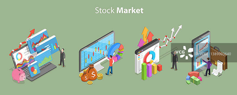 三维等距平面概念图片素材