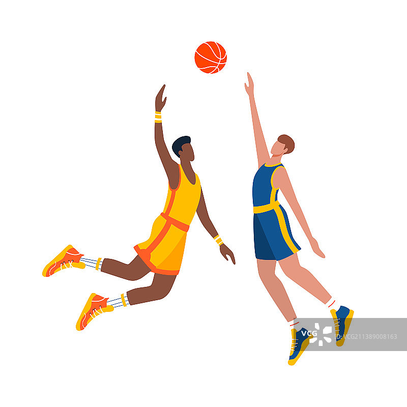 两名篮球运动员在比赛中图片素材