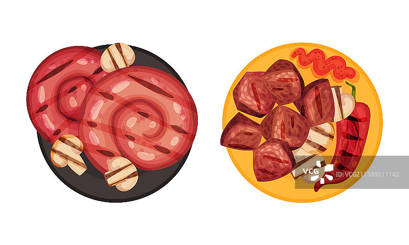 烤肉蔬菜拼盘顶视图图片素材