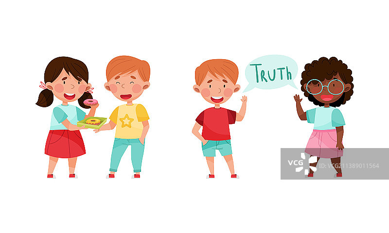 善良诚实公正的儿童卡通形象图片素材