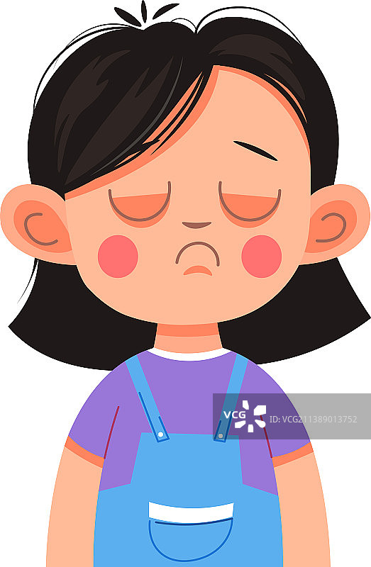 不高兴或生气的女性角色小女孩图片素材