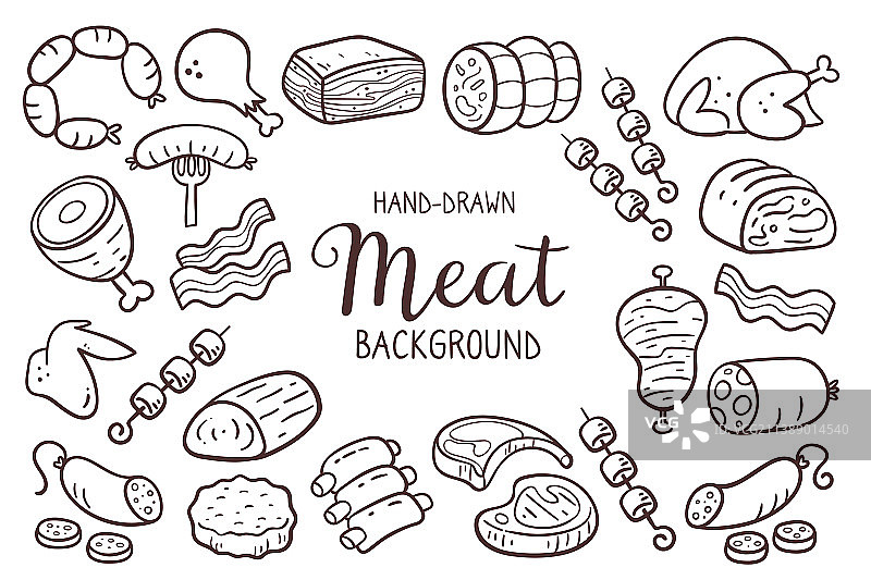 涂鸦肉类背景图片素材
