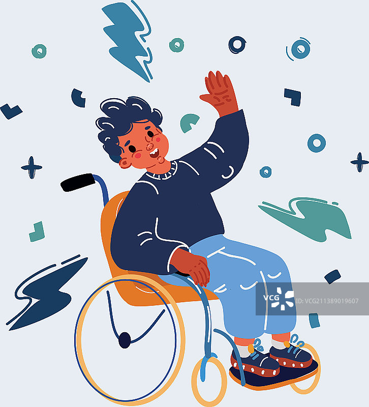 坐在轮椅上的男孩图片素材