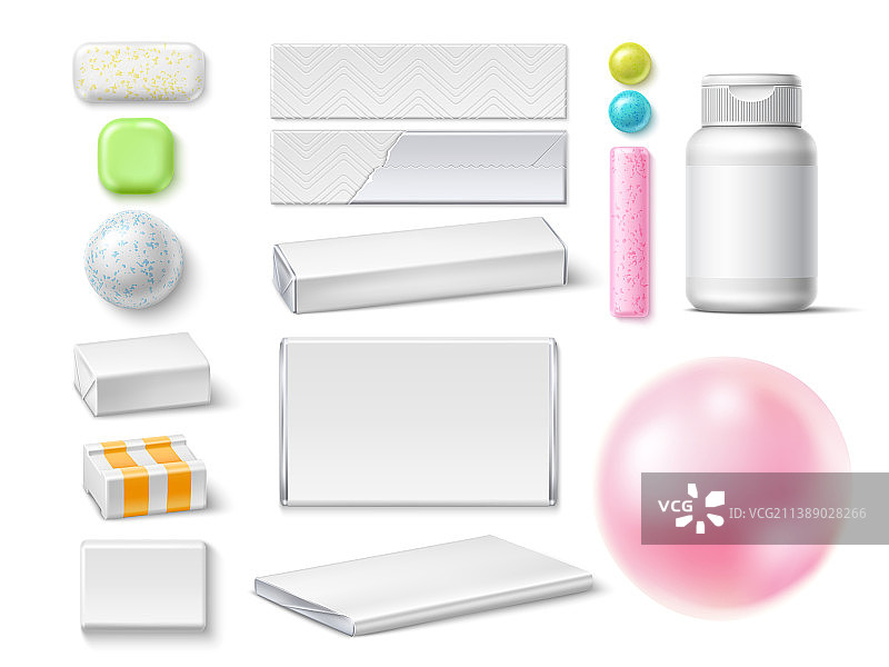 不同类型的逼真泡泡糖素材图片素材