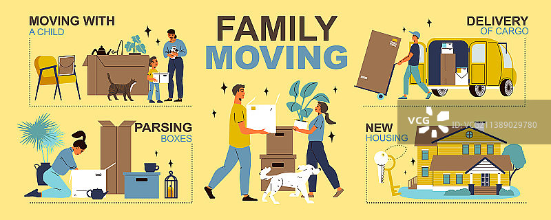 家庭搬家信息图表图片素材