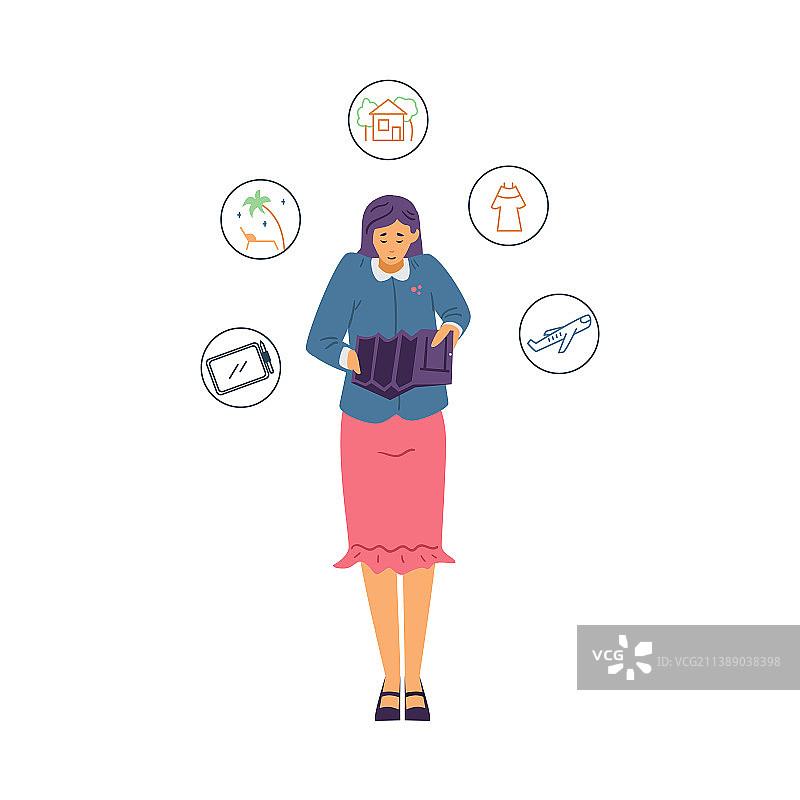 拿着空钱包的女人，预算赤字图片素材