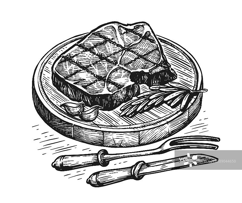 手绘牛排肉产品示意图图片素材