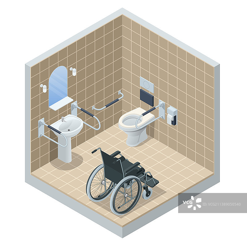 2.5D现代残疾人卫生间图片素材
