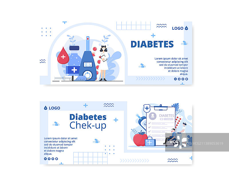 糖尿病检测banner模板扁平风格图片素材