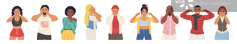 无视他人的男女角色图片素材