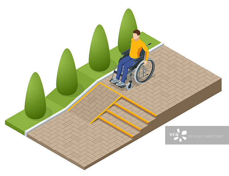2.5D轮椅坡道入口图片素材