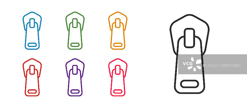 白色背景上的拉链图标图片素材