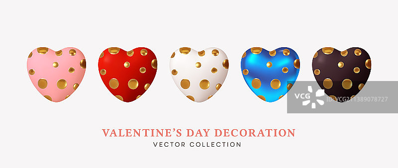 金色圆点3D逼真爱心图片素材