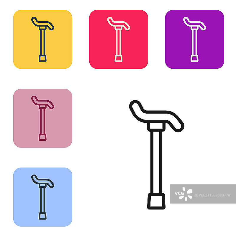 黑色线条手杖图标图片素材