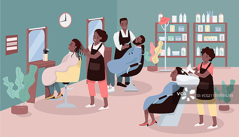 美容院扁平色图片素材