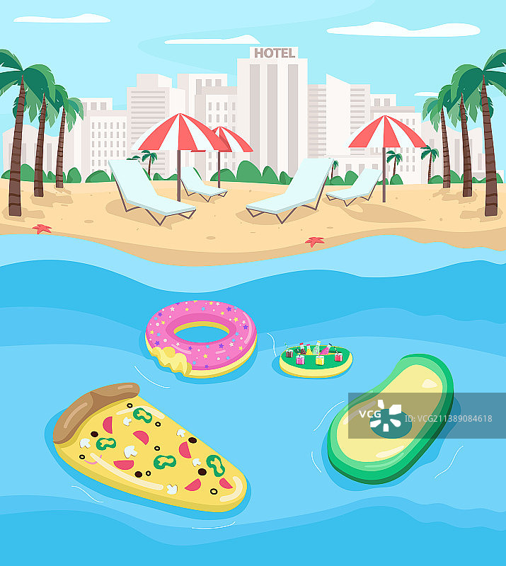 海滩游客扁平风图片素材