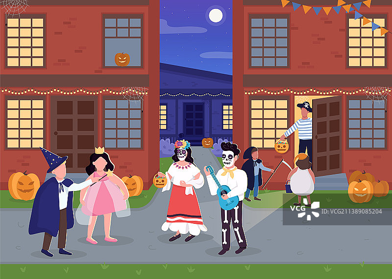 万圣节扁平化彩色设计图片素材