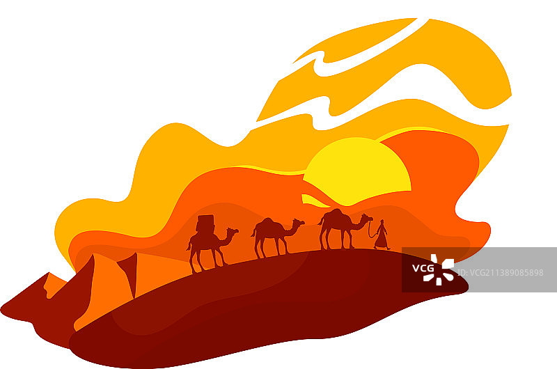 沙漠露营车2D海报图片素材