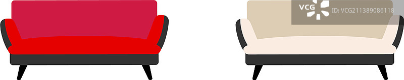 沙发扁平颜色对象集图片素材
