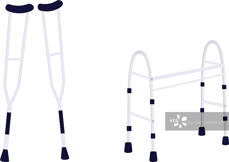 残疾人设备扁平颜色对象集图片素材