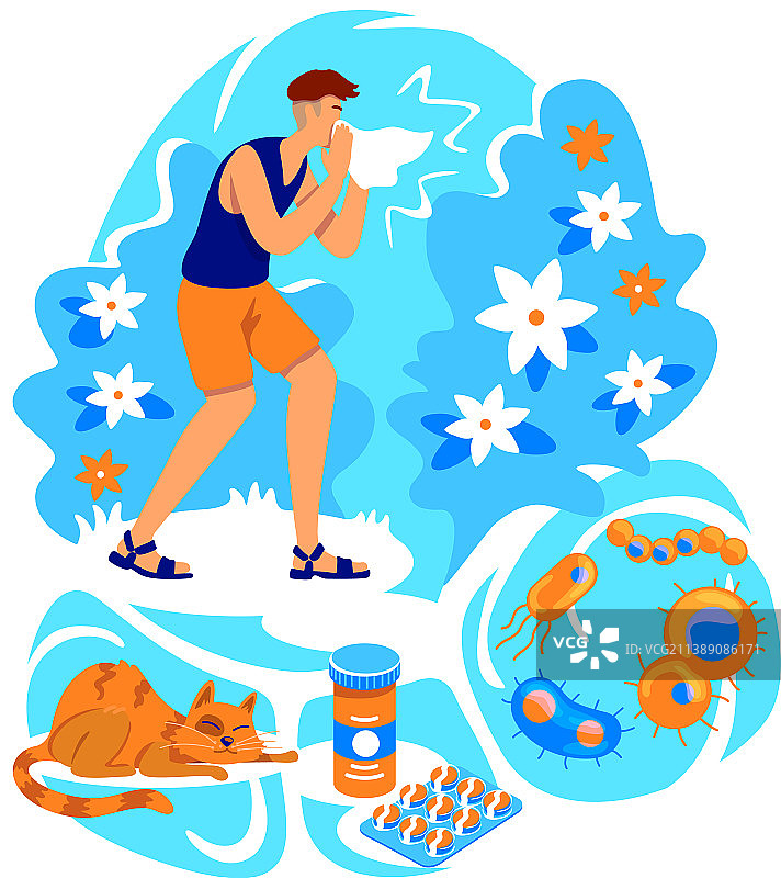 扁平风格过敏概念图片素材