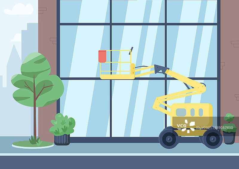 空旷的城市街道扁平色图片素材