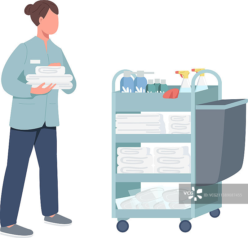 女服务员扁平彩色无脸角色图片素材