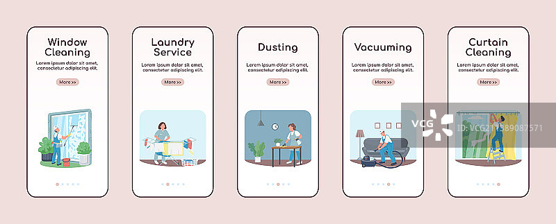 清洁服务引导移动应用程序屏幕图片素材