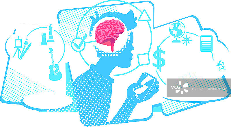 人类多任务处理扁平概念图片素材