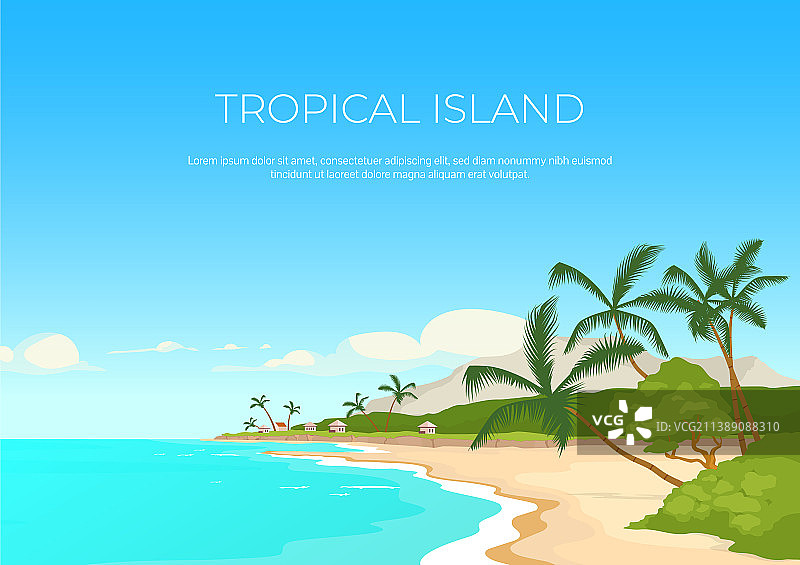 热带岛屿banner扁平风模板图片素材