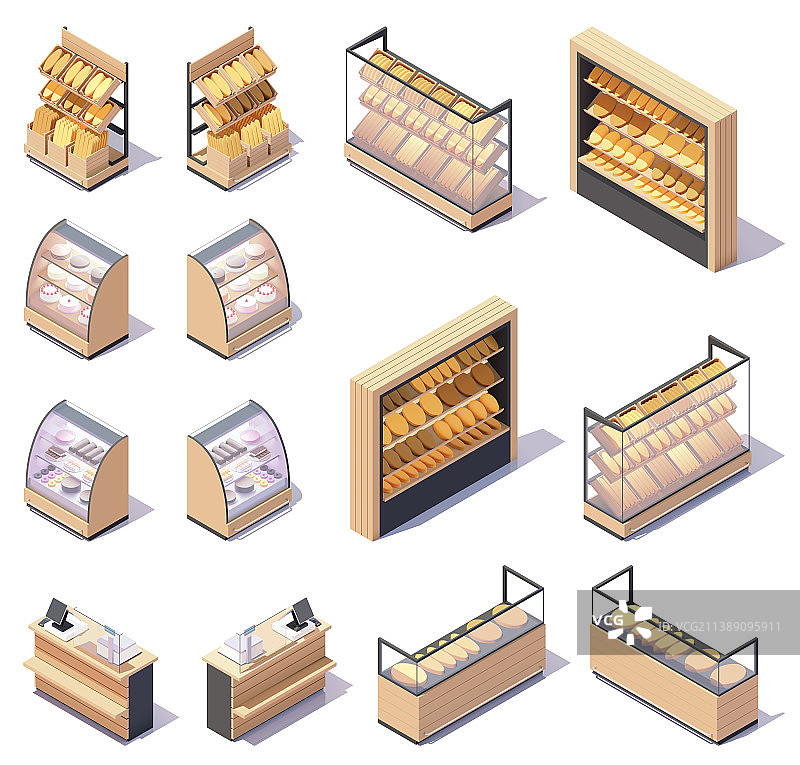2.5D面包店货架图片素材