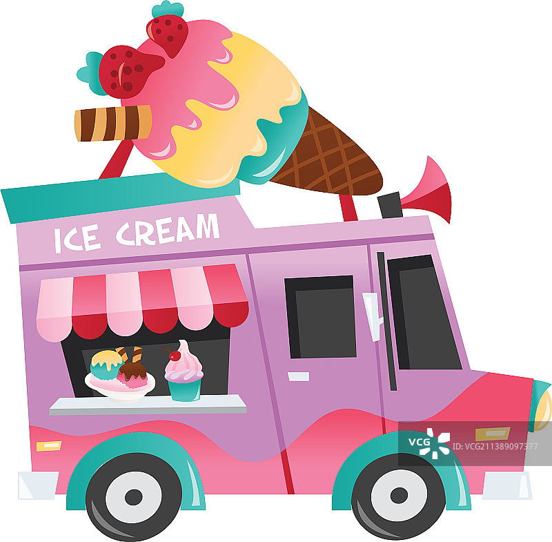 卡通冰淇淋车图片素材