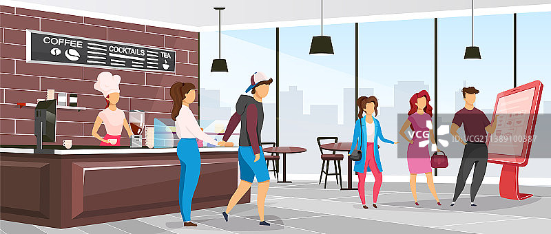 扁平风格的自助餐厅图片素材