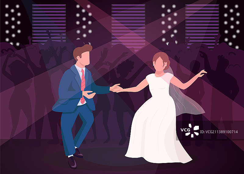 婚礼之夜派对扁平风格图片素材