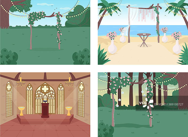 婚礼招待会扁平色系图片素材