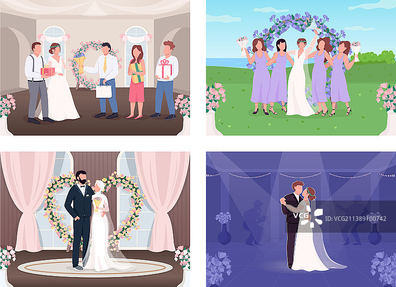 婚礼庆典扁平风格合集图片素材