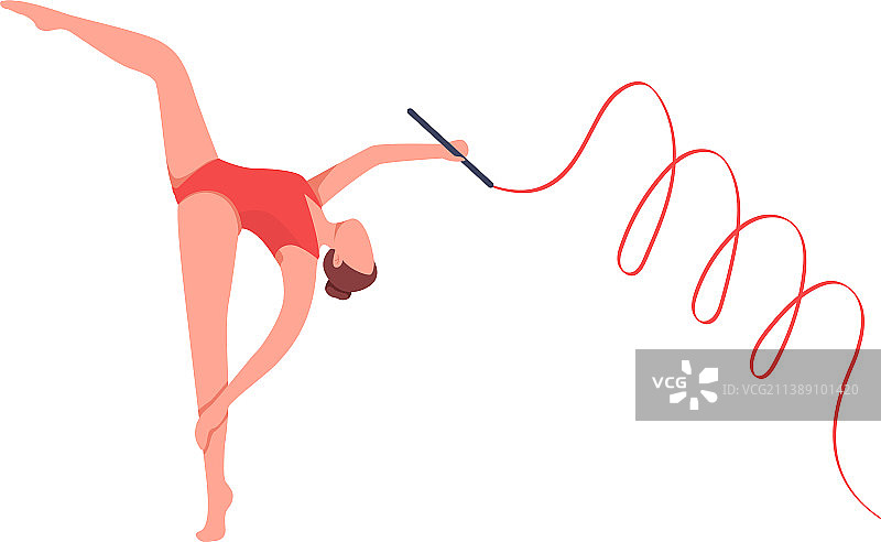 带彩带的扁平风格体操运动员图片素材