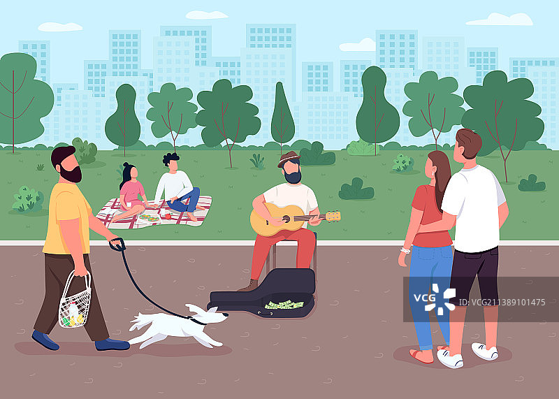 街头扁平风格吉他手图片素材